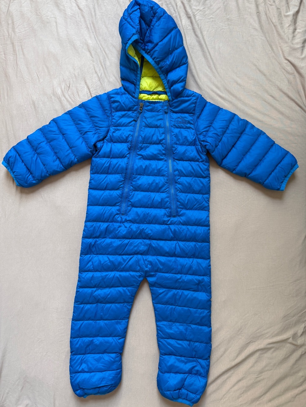 12-18M❄️ LL Bean Infant Ultralight Goose Downtek Bunting Cobalt Blue Puffer Suit